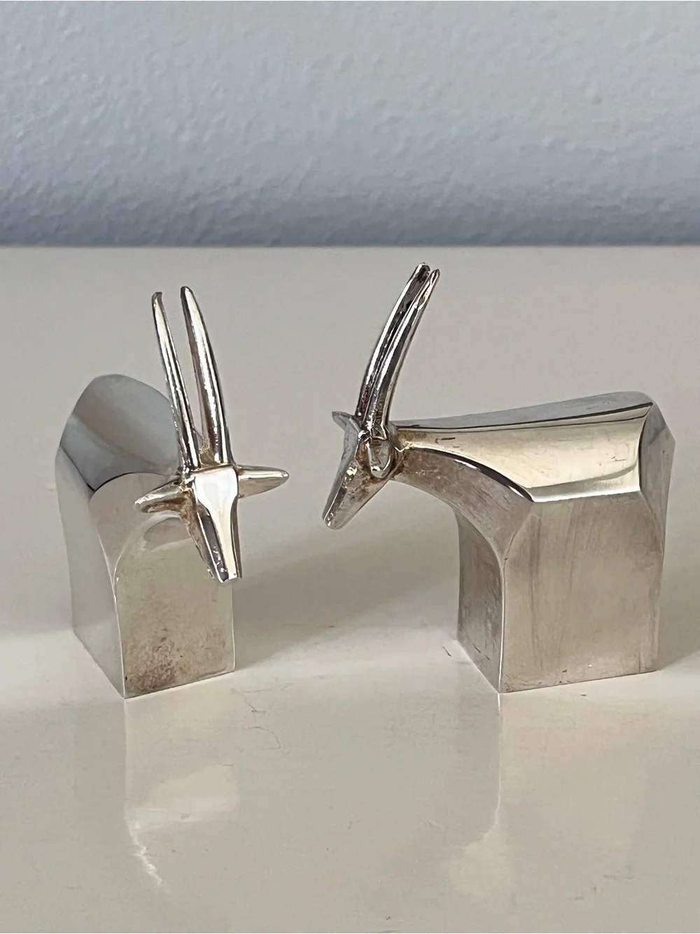 Dansk Designs Japan Safari Gazelle Silver plate Paperweights set of 2 vintage
